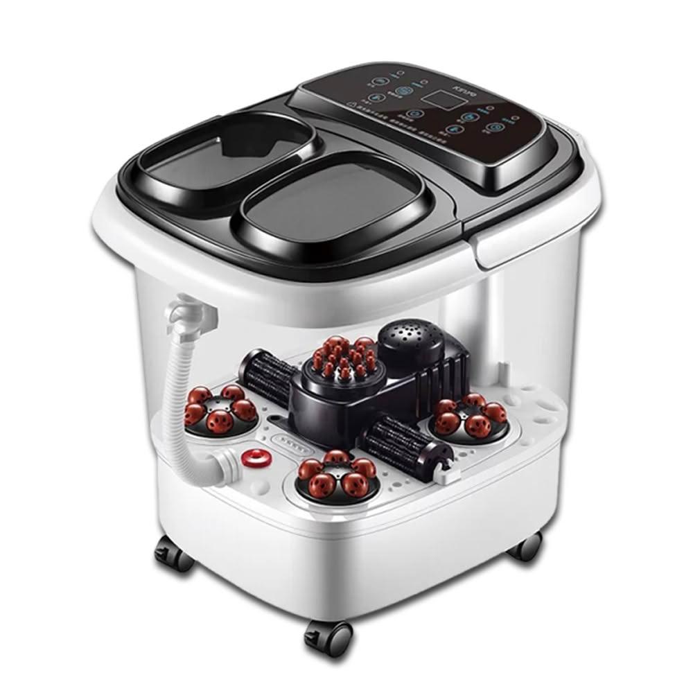  KINYO IFM-6003 自動按摩恆溫足浴機，專為忙碌雙腳設計，具備腳底滾輪與振動按摩功能，結合加熱、定時及微電腦控制面板，讓泡腳更舒適便捷。500W功率快速加熱，尺寸W380 x H360 x D420 mm，重量4.5kg，適合居家使用。BSMI認證，1年保固，產地中國。提升血液迴圈，緩解腳部疲勞，個人衛生用品，一經拆封影響退貨。 