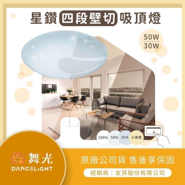 【DanceLight 舞光】【LMA-舞光】標案首選合作夥伴★林口新創★ 星鑽壁切調光吸頂燈 防觸電 高眼色 全電壓 四段調光 30W 50W
