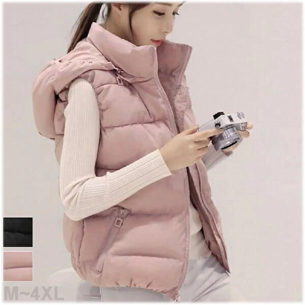 【Shiny 藍格子】可拆卸連帽鋪棉棉襖背心馬甲外套 V9296(女裝)