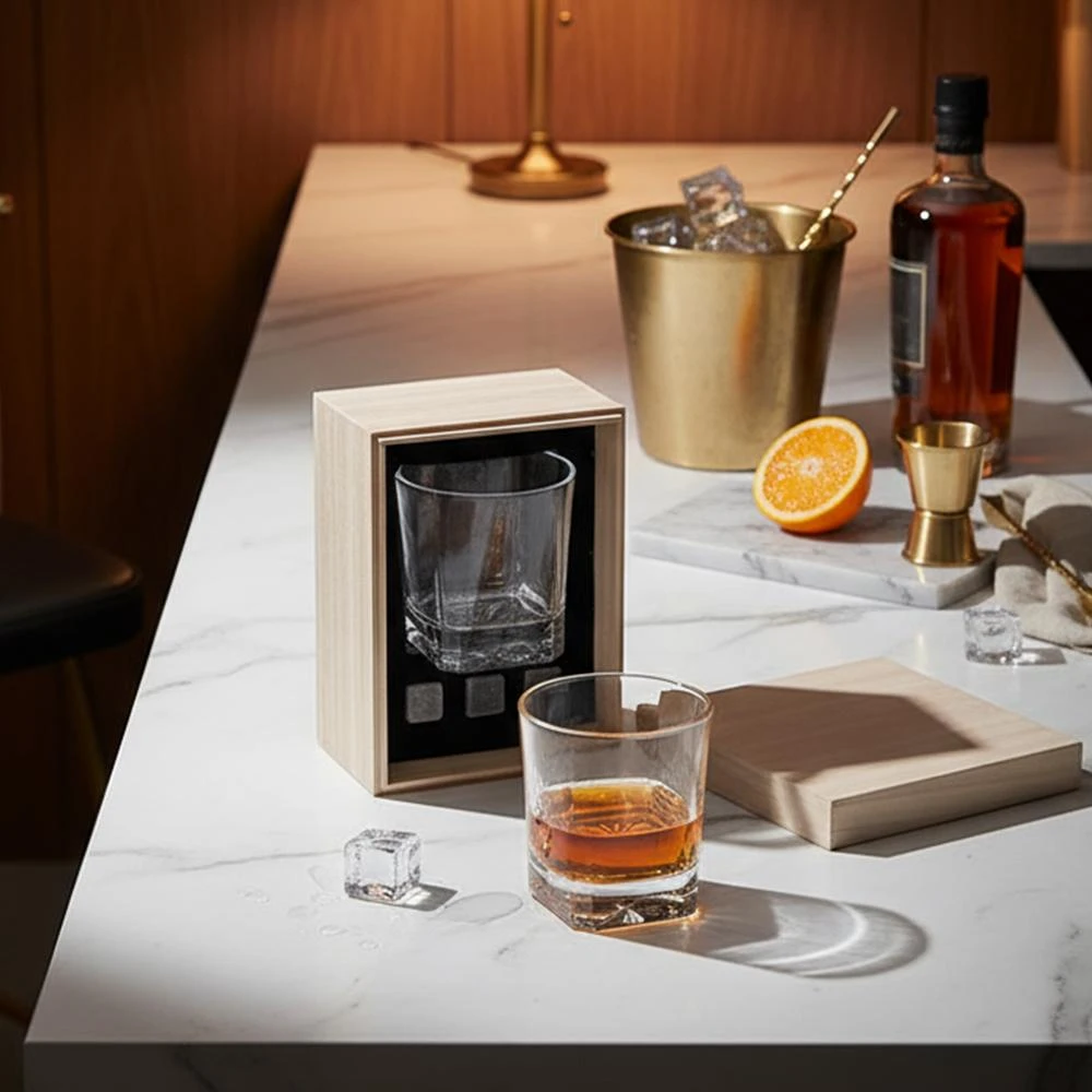 【Bravomart】威士忌冰石酒杯木盒套裝