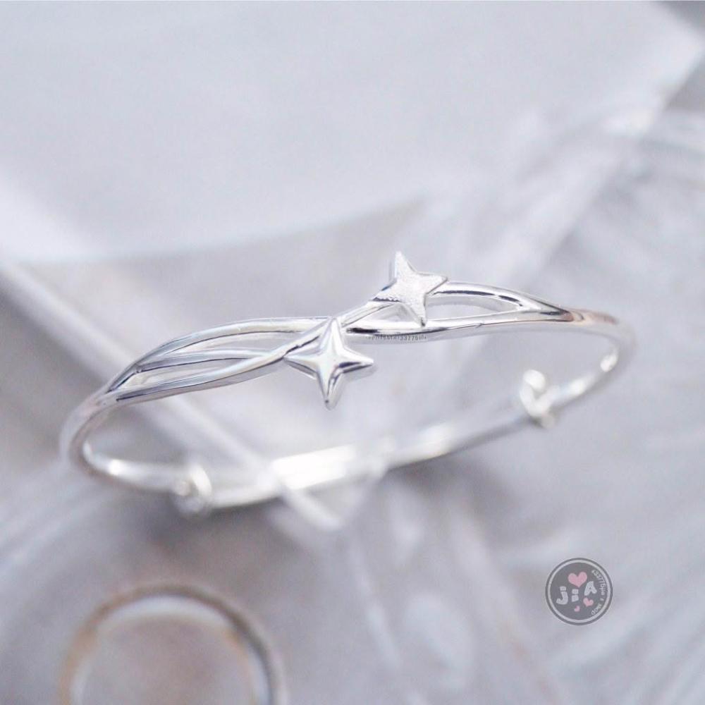 扭轉磨砂雙層不規則四角星重銀推拉式純銀手環足銀手鐲足銀999