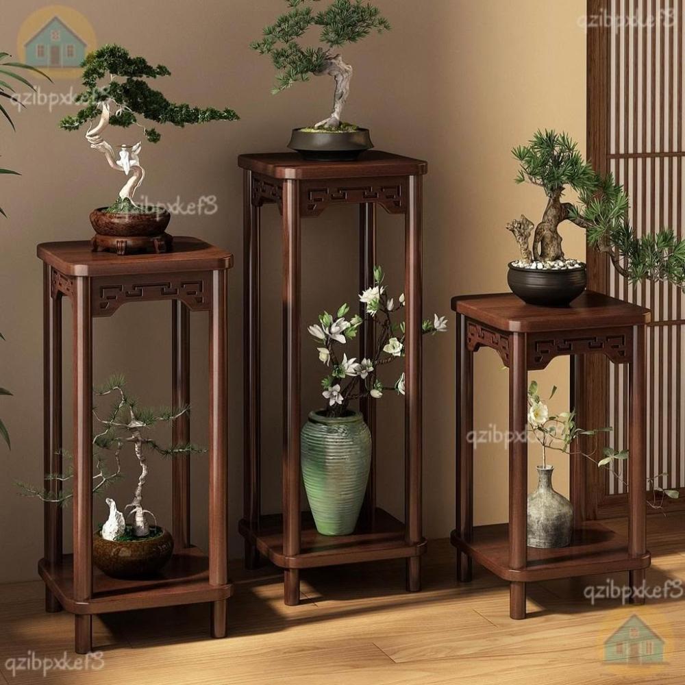 中式小花台實木花架子客廳盆栽置物架多功能花台落地式置物架小型花台