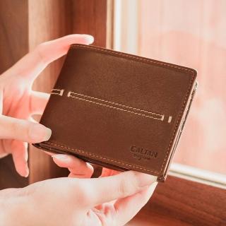 CALTAN DESIGN | 帥氣皮革縫線短夾 071769 四色(真皮 短夾 皮夾 錢包 招財 母錢包)