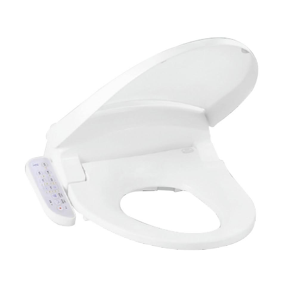 HCG 和成 AF855S 免治沖洗馬桶座，44cm 規格，不含安裝。具備前後洗淨功能，搭配SPA水柱按摩與ABS雙噴嘴設計，防汙效果佳。採用特殊樹酯材質，提升清潔便利性。4段暖座與4段水溫調節，適用所有圓形馬桶，是現代衛浴空間的理想選擇。