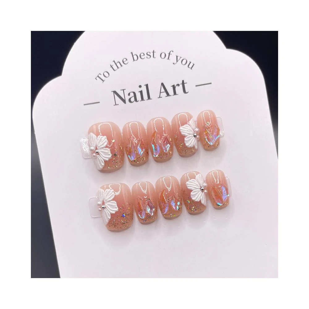 梵花 輕奢高級感穿戴式甲新品純手工假指甲貼片貓眼美甲成品顯白短款指甲貼