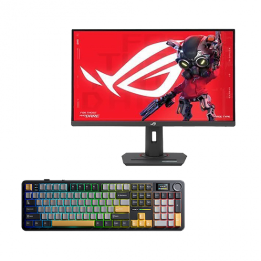 【ASUS 華碩】【破盤價】【27型】ROG Strix XG27UCS電競螢幕+狼蛛AULA F108pro(黑+灰+黄)(加碼送滑鼠)