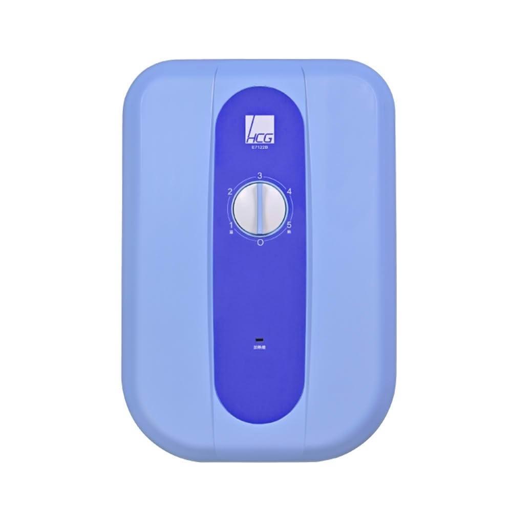 HCG和成 E7122B 電熱水器，臺灣原廠製造，採用電能式設計與機械控溫系統，提供穩定熱水供應。電熱管加熱方式高效安全，適用家庭日常使用。支援220V電壓，BSMI許可字號R3A238，享1年保固。規格依原廠標準，確保品質可靠，是您家中的理想熱水解決方案。