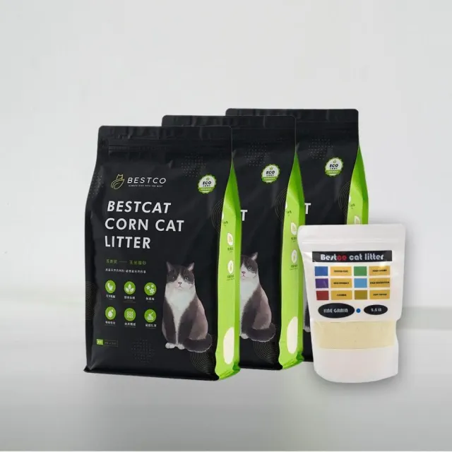 BESTCO百事樂 玉米貓砂-柔砂(3＋1包特惠組) 木薯＋玉米 天然除臭貓砂 可沖馬桶 觀血尿 不挑貓砂機