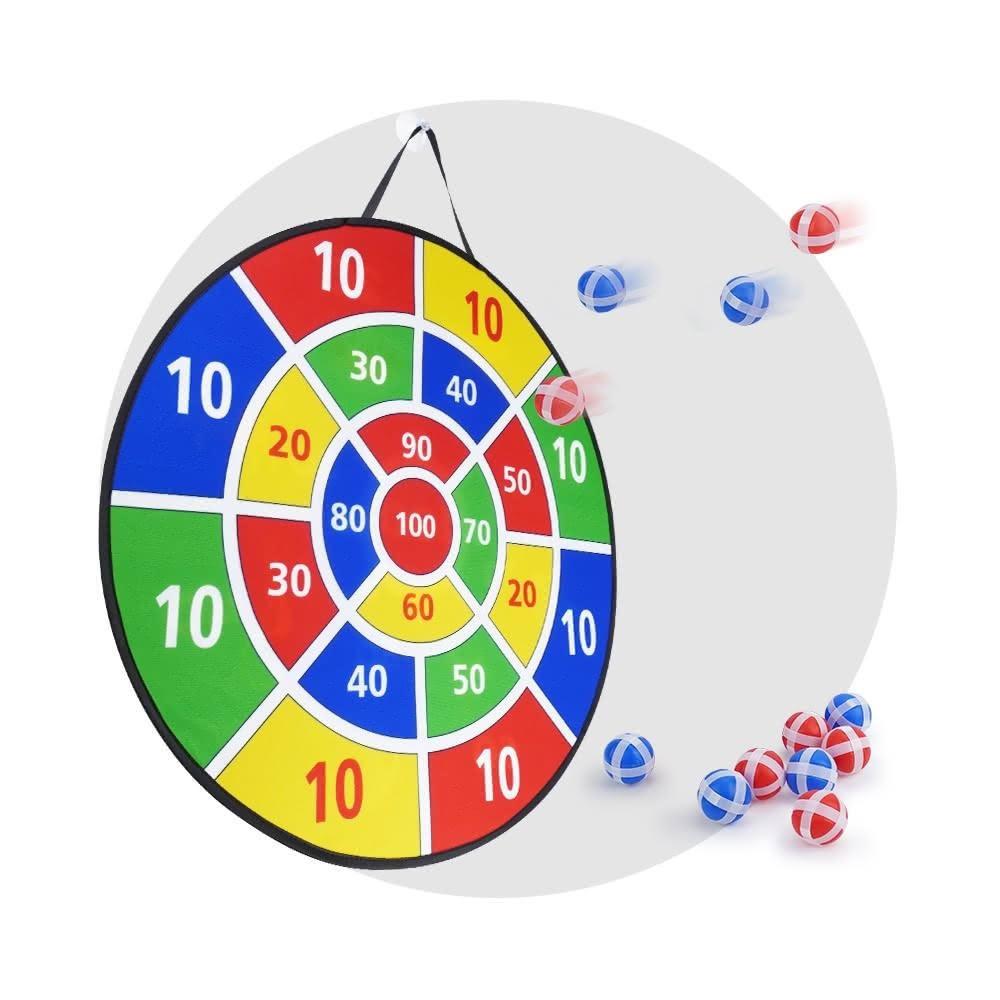 【888便利購】66公分雙面超大面積魔鬼氈布鏢靶(雙面圖案附12顆球)(3秒快速收納/團康露營遊戲)