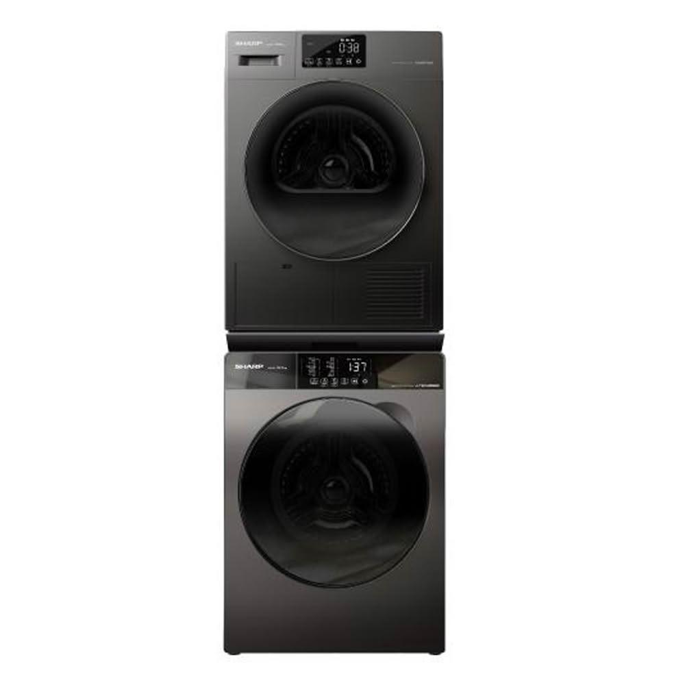 【SHARP 夏普】烘布郎堆疊洗脫烘 12.5kg 洗脫+10g乾衣機 /台 ES-FKS125WT+KD-FKH10DT