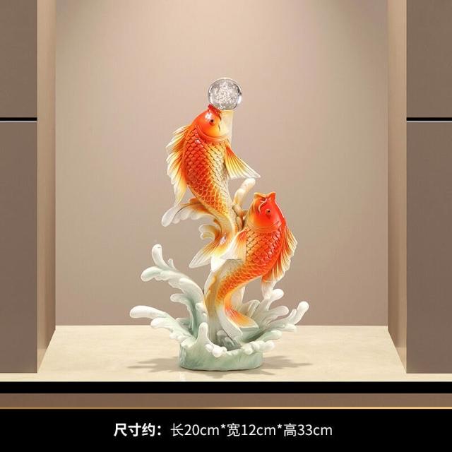 希妍】 新中式招財魚錦锂如魚得水擺件客廳酒櫃辦公室家居寓意好裝飾禮品