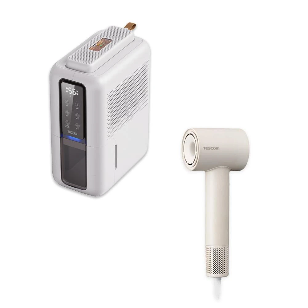 【HERAN 禾聯】超值組合優惠!! 電子除濕機 HDH-05DH030+【TESCOM】輕巧速乾負離子吹風機 TD760TW-C 奶茶色