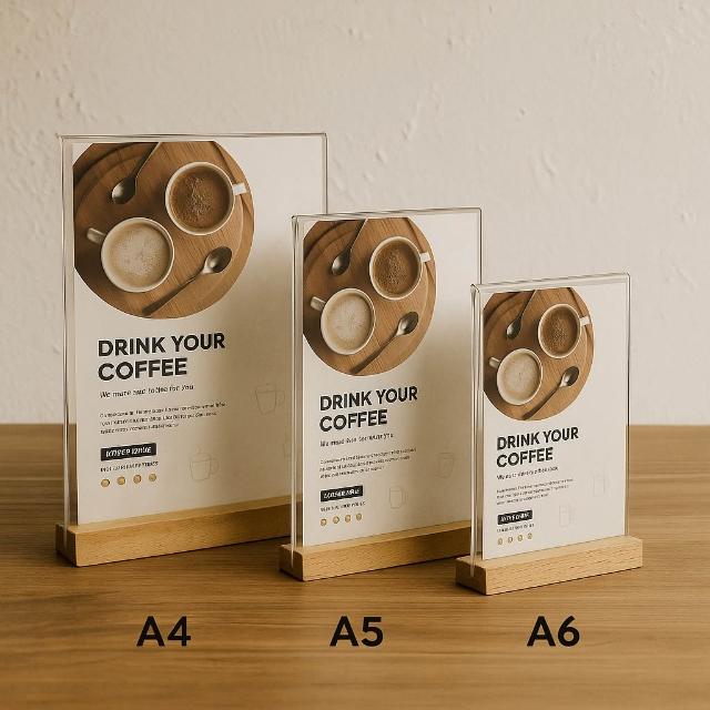 桌上型壓克力立牌 實木底座A4/A5/A6 角度可調 桌上立牌 告示牌 立牌 壓克力立牌 價目表 文宣架 立牌展示架