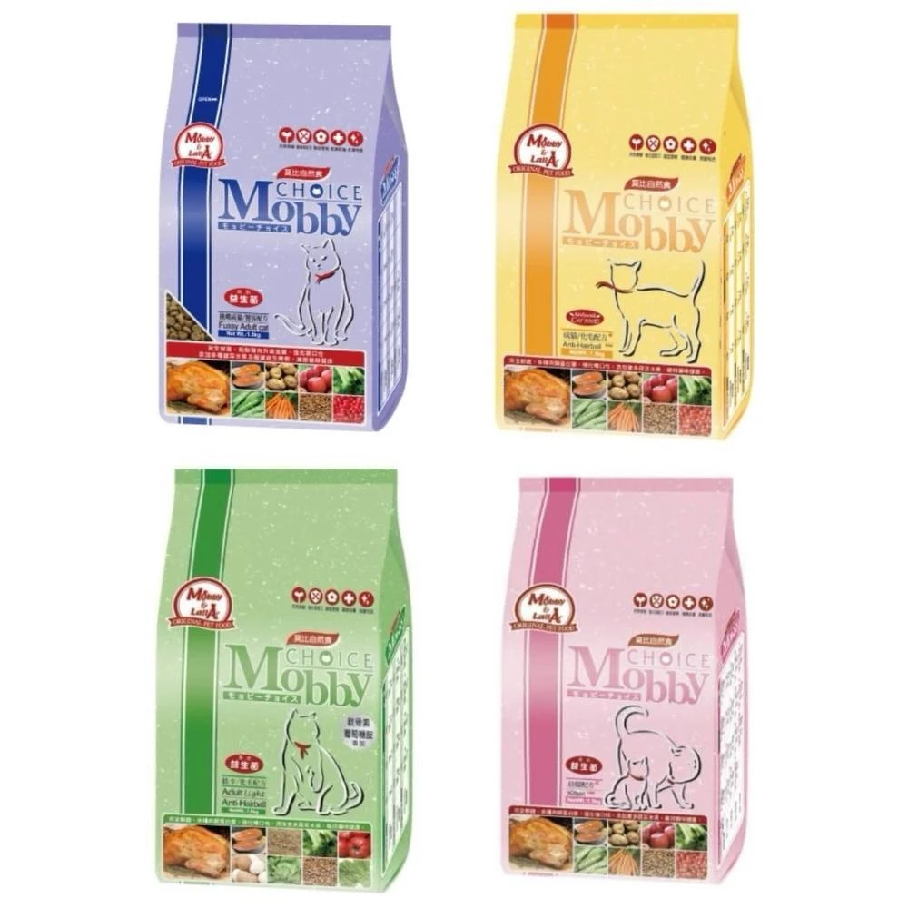 【Mobby 莫比】毛孩王 莫比 貓飼料 1.5kg/3kg 成貓化毛/幼母貓/挑嘴貓/低卡貓 無穀 鹿肉鮭魚/鵪鶉鴨肉/鱒魚鮭魚