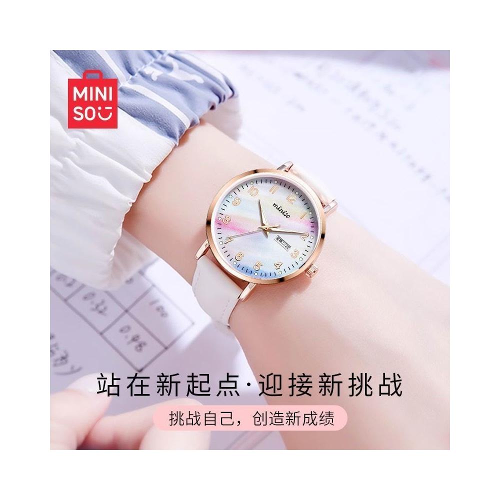 【聰明甄選】MINISO名創優品【彩虹圓盤】女生手錶初高中學生防水靜音考試手錶