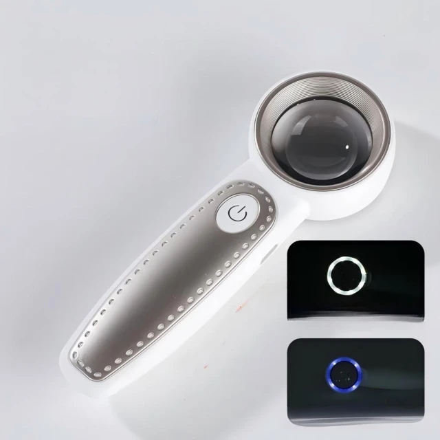 60倍放大鏡 白+紫 K9鏡片 帶LED燈 USB充電 鑒定放大鏡 電子維修 手持放大鏡 珠寶鑑定 專業放大鏡