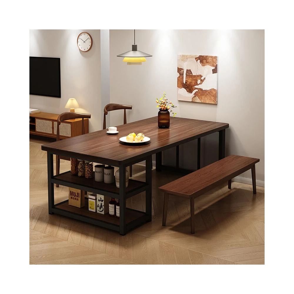 新品上架 餐桌家用客廳小戶型桌椅組合現代簡約工業風儲物一體大板吃飯桌子