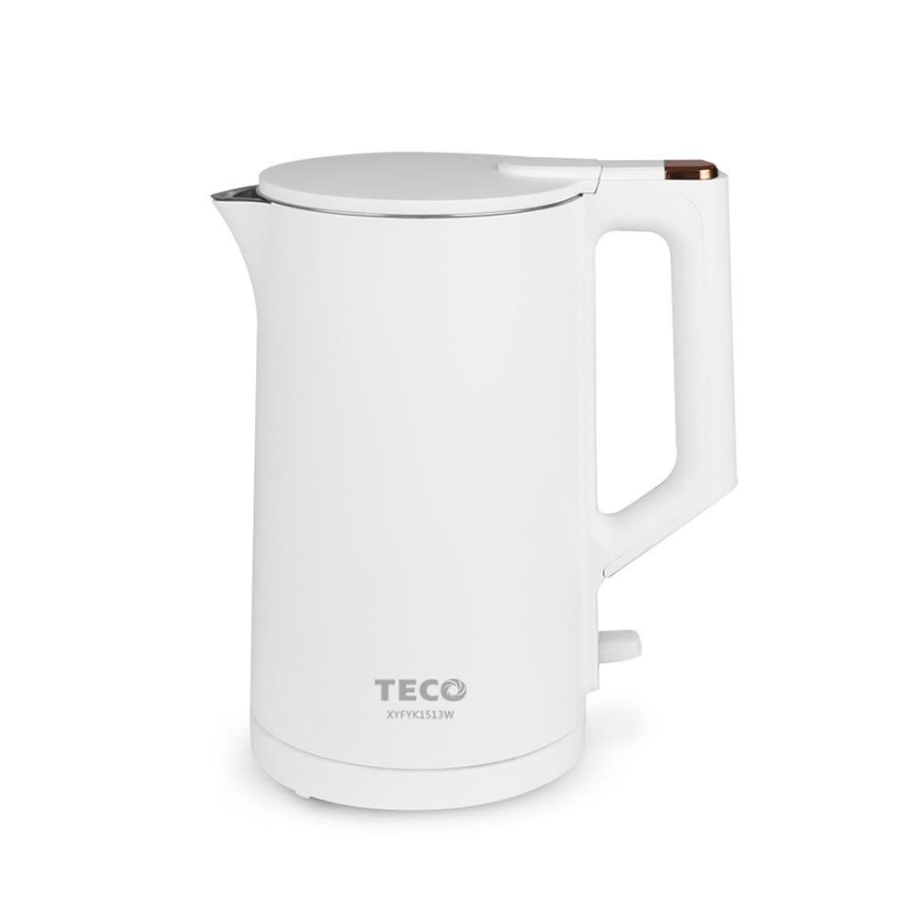 【TECO 東元】原廠新品/一年保固〔家電王〕 雙層防燙 快煮壺 XYFYK1513W，煮水快速 精準溫控，電水壺 電熱水壺