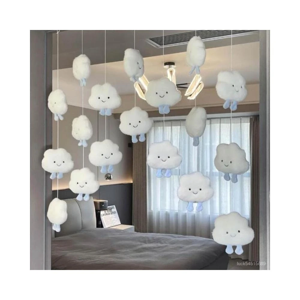 台灣熱銷  傢居雲朵門簾可愛奶油風掛飾軟萌日係ins風掛簾兒童房創意裝飾