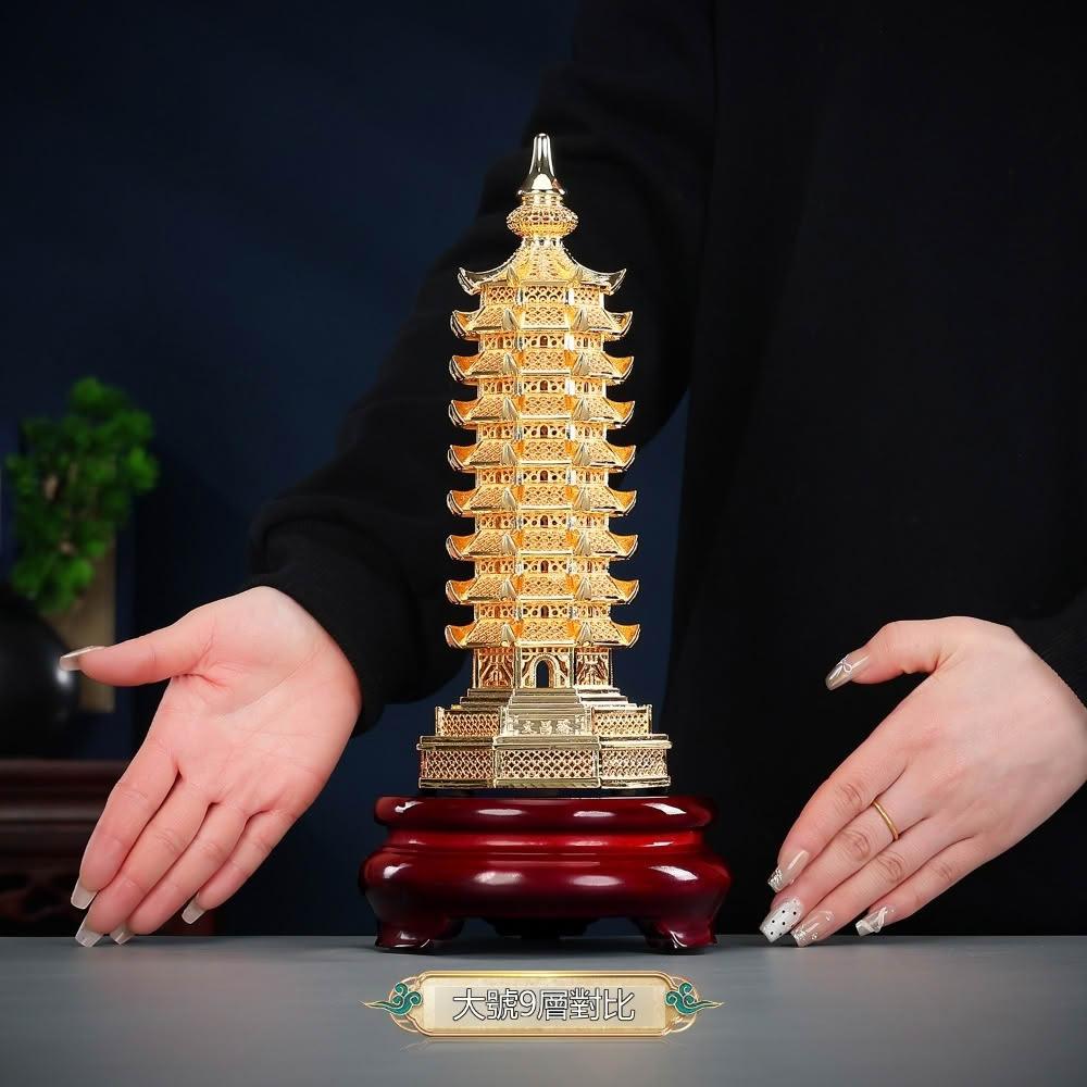 ✨超低下殺✨】黃銅花絲文昌塔九層擺件家居書房桌面書房學生禮品金榜
