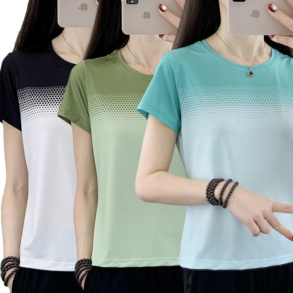 【JP】JP-女款圓領排汗衫 輕薄/透氣/舒適 圓領上衣 夏季短袖上衣 2566