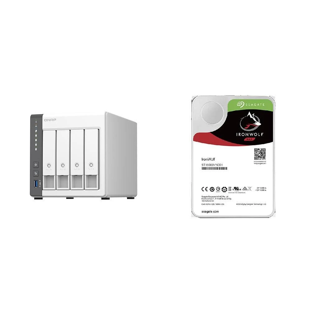 【QNAP 威聯通】〈自MO價〉TS-433-4G NAS伺服器+Seagate 那嘶狼 12TB NAS硬碟(X2)