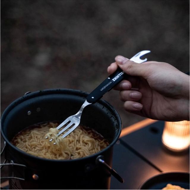 Tactical folding knife, fork and spoon three-piece set