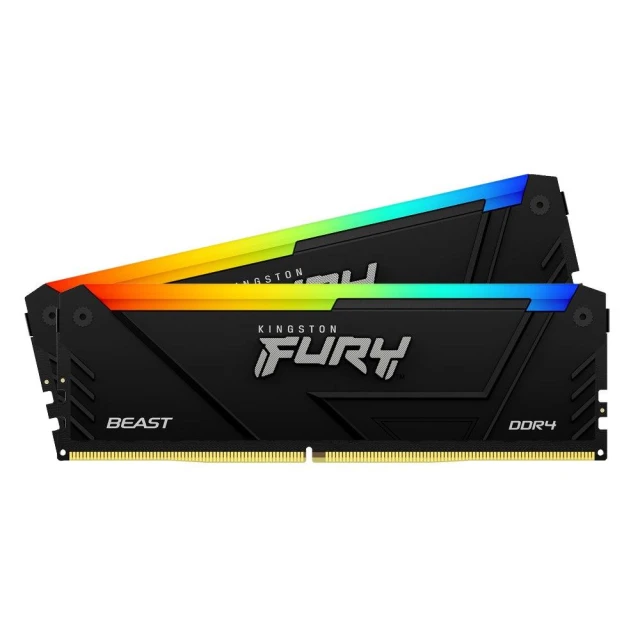 【Kingston 金士頓】FURY Beast RGB 獸獵者 DDR4-3600 8G*2 CL17 桌上型超頻記憶體《黑》