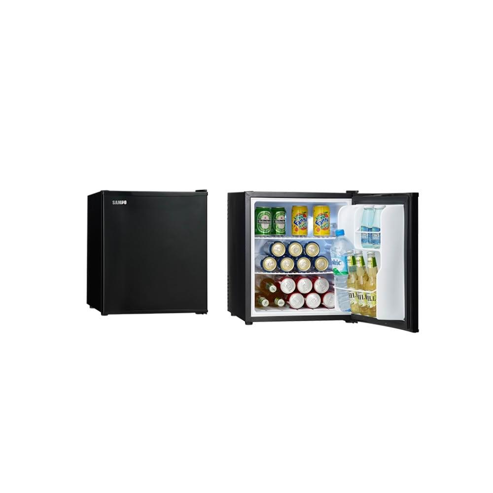 SAMPO聲寶 KR-UB48C 單門小冰箱，容量48L，黑色系設計，尺寸寬430x高510x深480mm，重量僅11.6kg，電子式馬達，左開門（由左至右），適用110V/60Hz電壓。適合小型空間如宿舍或公寓使用，全機及壓縮機保固1年，BSMI許可T41A01，中國製造，提供可靠冷藏儲存解決方案。