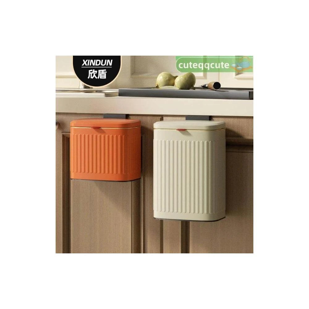 垃圾桶 北歐風 客廳收納 廚餘桶 浴室垃圾桶 廚房垃圾桶 不銹鋼廚房垃圾桶掛式家用櫥柜門懸掛式廁所衛生間帶蓋桌面收納桶