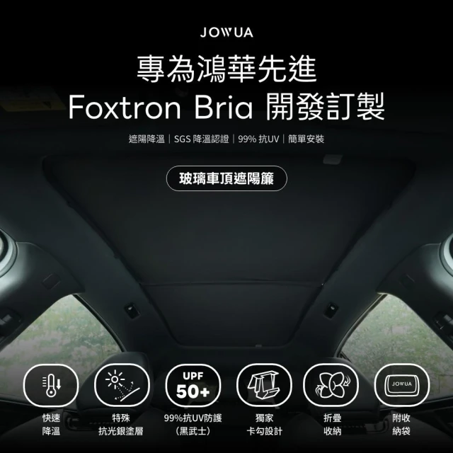 【JOWUA】【JOWUA】Foxtron Bria 玻璃車頂遮陽簾 特殊雙面布料 防曬抗UV 兩片式設計