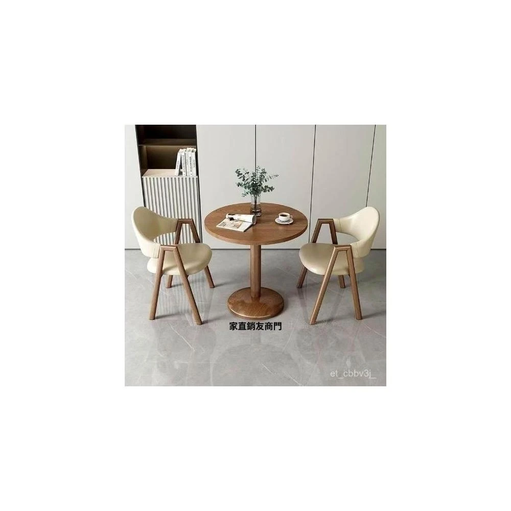 熱銷💟簡約現代休閒小戶型接待洽談桌椅組閤奶茶咖啡店餐桌陽臺圓桌  喝茶小圓桌 一桌兩椅 洽談桌 奶茶店餐桌 戶外桌椅