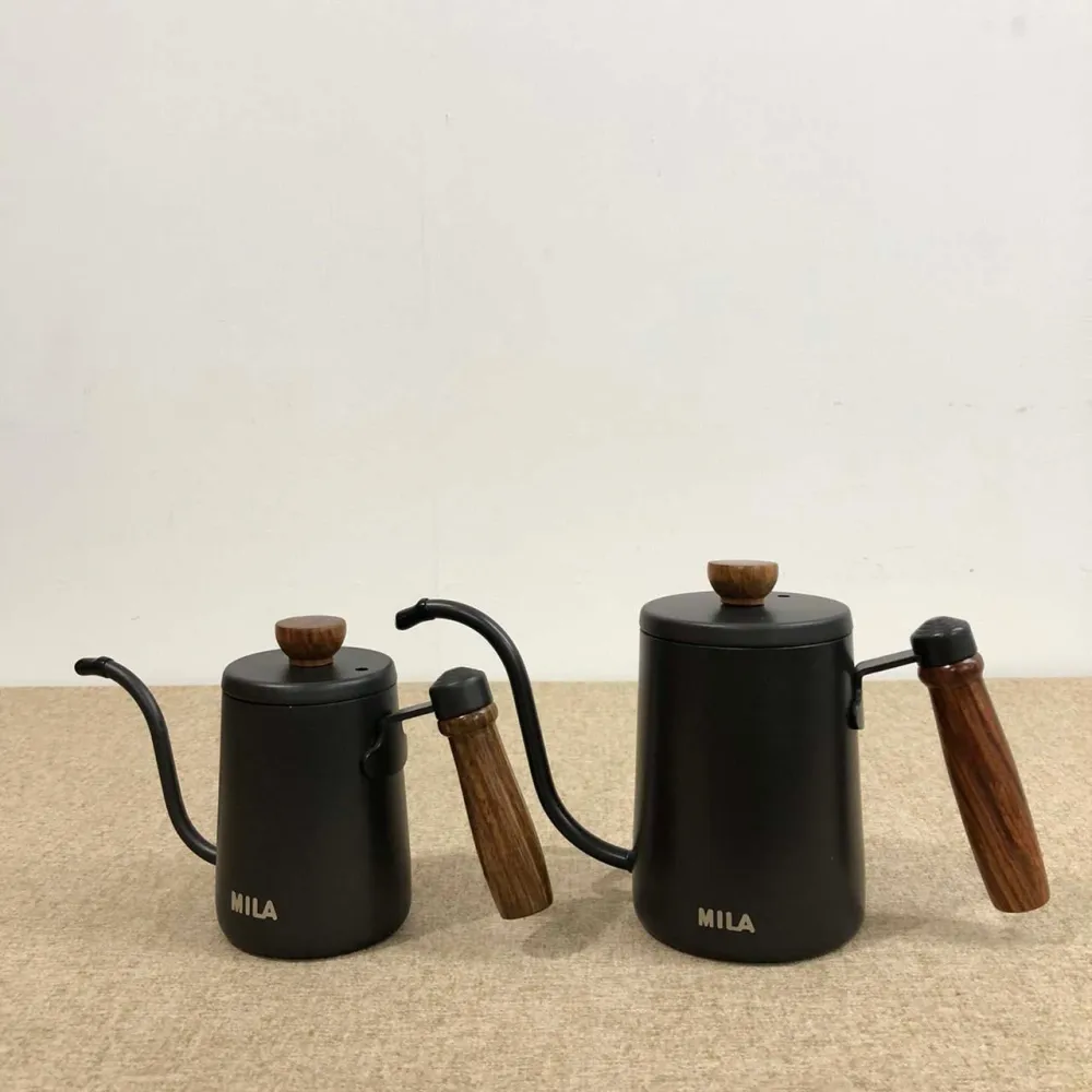 (店+)【MILA】木柄鶴嘴細口手沖壺 350ml/ 600ml 可搭配溫度計 公司貨