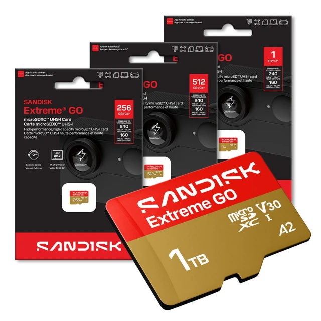 Extreme GO 256G 512G 1TB 2TB microSD 記憶卡 V30 U3