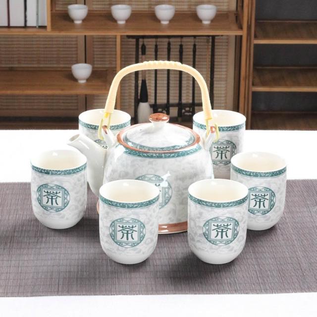 精緻茶具茶器大號提梁壺茶具套裝中老式陶瓷家用青花瓷泡茶壺茶杯托盤