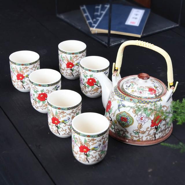 精緻茶具茶器大號提梁壺茶具套裝中老式陶瓷家用青花瓷泡茶壺茶杯托盤