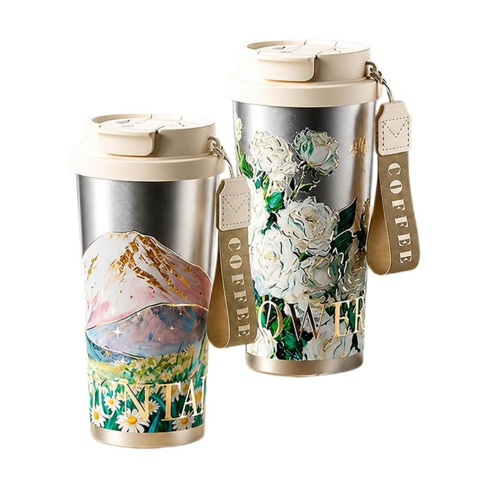 純鈦咖啡保溫杯 520ml 雙層保冰保溫 無塗層無異味 隨行手提防漏杯 通勤露營必備高質感水杯