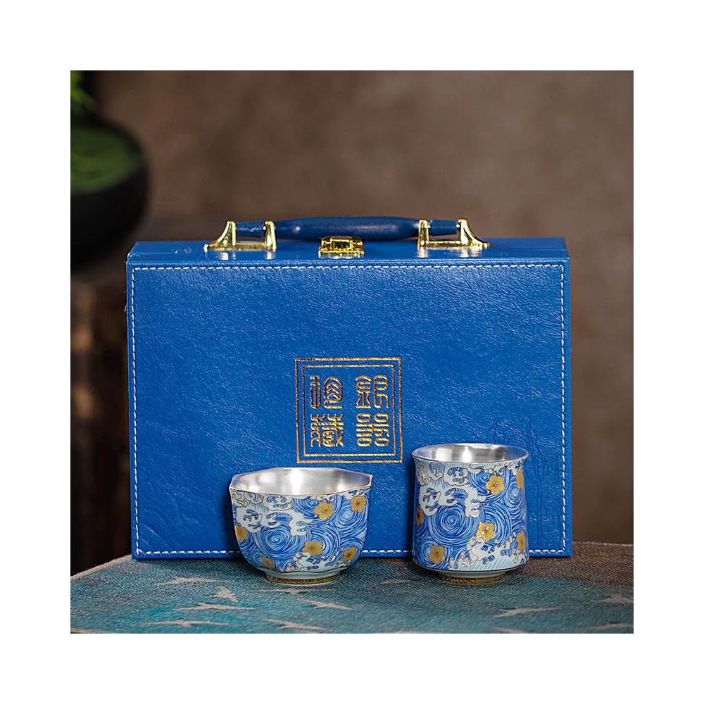 茶杯進口主人被銀杯子琺瑯彩純銀茶杯陶瓷功夫主人杯高檔輕奢新年創意