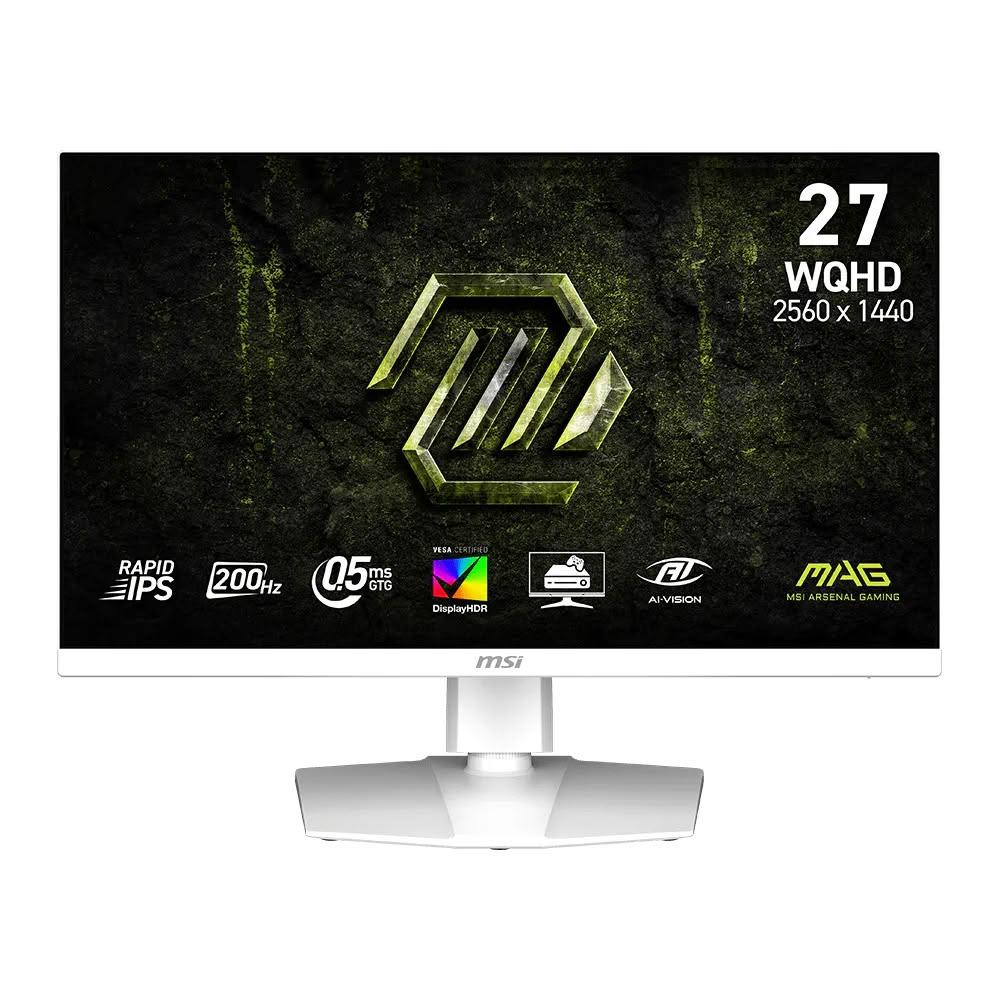  MSI 微星 MAG 274QRFW 27吋 IPS 面板顯示器，WQHD (2560 x 1440) 高解析度，180Hz 更新頻率與 1ms (GTG) 超快反應時間，完美適合電競遊戲與辦公追劇。支援 Adaptive-Sync 同步技術，400 cd/m² 亮度、178° 廣視角，內建抗藍光、護眼、零閃屏與 HDR 功能，窄邊框設計提升視覺體驗。HDMI 與 DisplayPort 輸入，VESA 壁掛相容，三年保固，CP 值高達學生入門與 OA 辦公首選。 