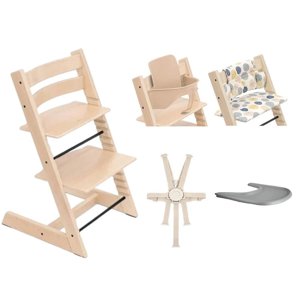 【STOKKE】Tripp Trapp成長椅6m+經典組合-櫸木、橡木  (兒童/餐椅/學習椅)