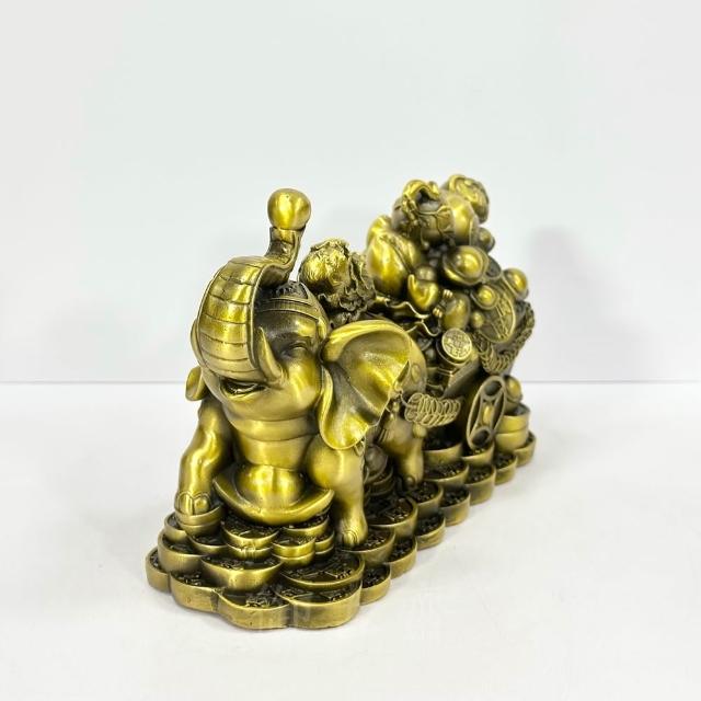 御古齋】黃銅精雕象拉福祿元寶聚財象上發財白菜百財招財納福平安吉祥