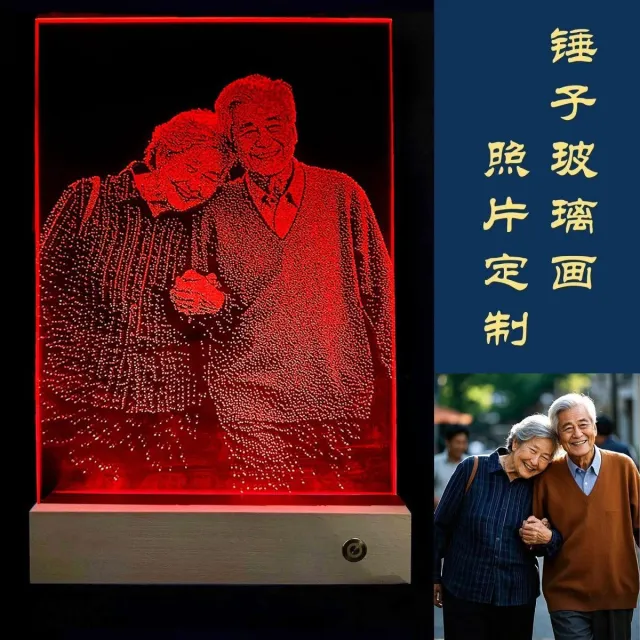 【望星願】客製彩色錘子畫 純手工 送女友情侶七夕情人節工藝畫七琉璃敲擊畫 紀念日DIY高端禮品送家人同事長輩來圖訂製專屬玻璃畫擺件