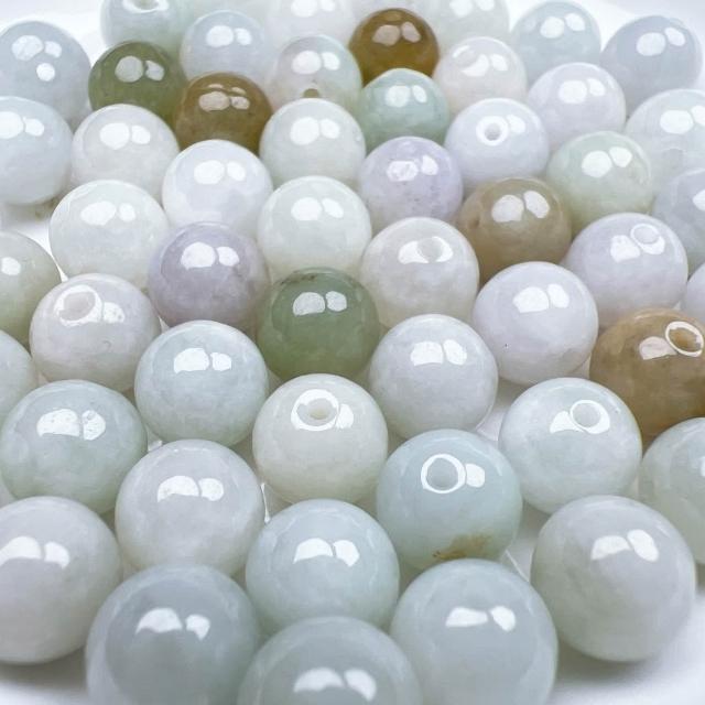 【玉我翡翠】糯種圓珠8.1mm(單顆售) A1076 散珠DIY 串珠 飾品 配飾 材料 緬甸A貨翡翠【玉我翡翠】