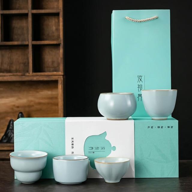 汝窯茶杯主人杯單杯高檔個人專用品茗杯禮盒裝送禮茶具功夫茶具高檔茶杯