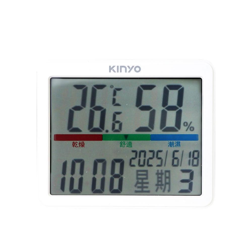 【KINYO】★官方直營★萬年曆大螢幕溫濕度計 白 (TC-25)