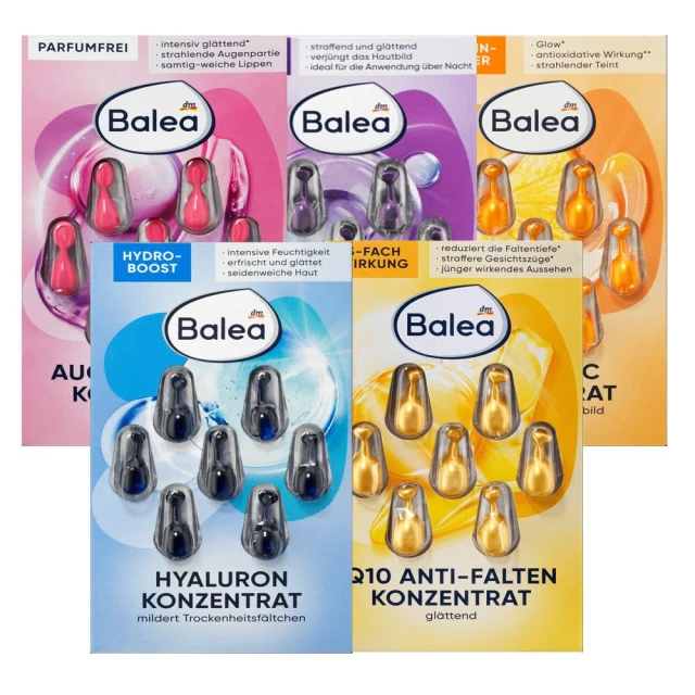 【Balea 芭樂雅】【巴黎麵包】保濕精華膠囊新包裝(藍海藻保濕/黃Q10緊致/紫拉提/橘維他命C/粉眼唇)-任選1片