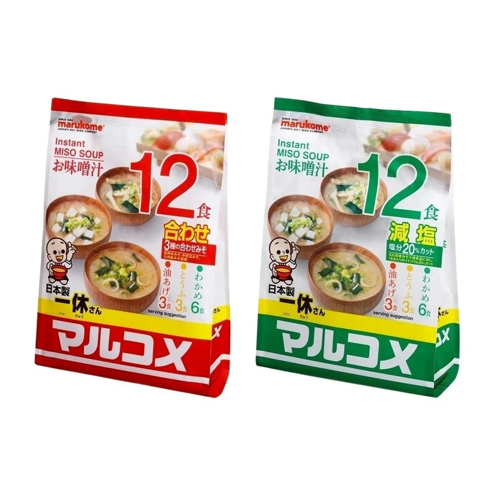 【一休】 12入即食味噌湯 原味/減鹽( 約216g、186g/袋)