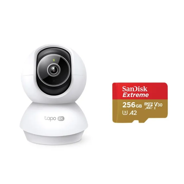 Tapo C250 +256GB 金卡記憶卡｜4K 800萬｜AI 智慧偵測｜旋轉式攝影機｜監視器｜Wi-Fi監視器