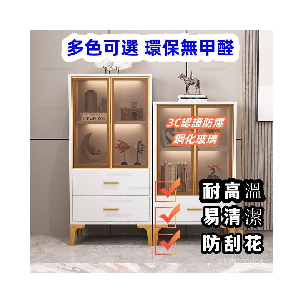 網紅爆款 免運 櫥櫃 收納櫃 櫃子 置物櫃 玻璃櫃 餐邊櫃 現代簡約玻璃客廳靠墻儲物櫃輕奢北歐展示櫃多功能收納零食
