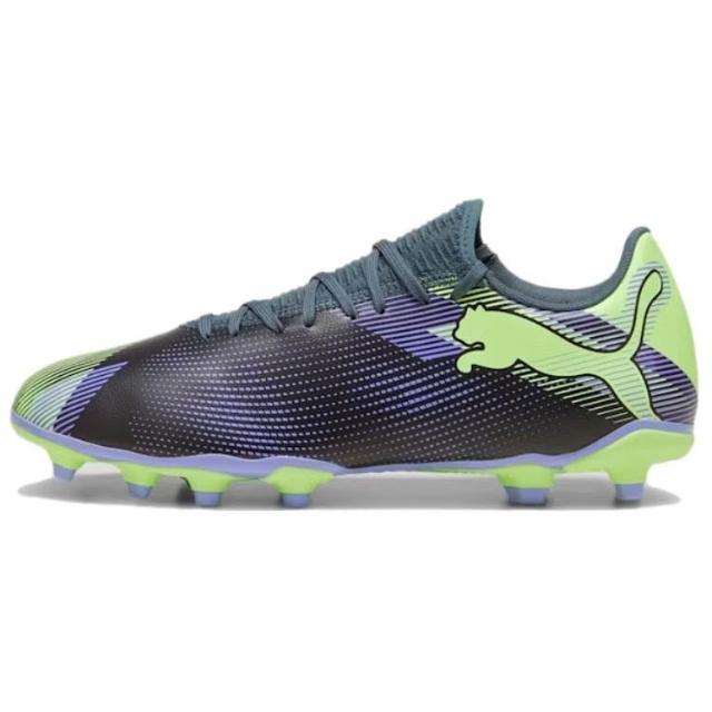 【PUMA】107939-03 PUMA彪馬 FUTURE 7 PLAY 舒適柔軟 FG（膠質長釘） 人造草地 耐磨 足球鞋 男女同款 灰紫綠